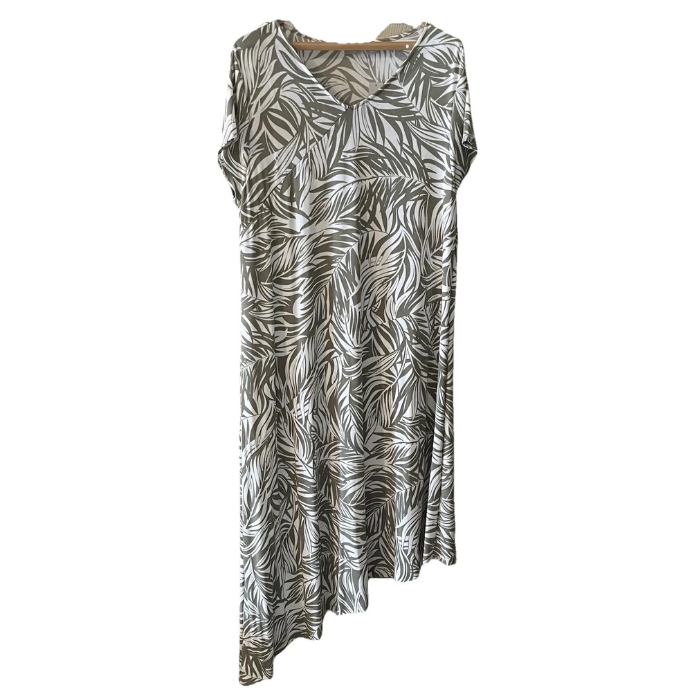 Chico's Travelers Asymmetrical Maxi Dress Women's 3 Beachy Resortwear NWT